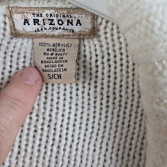 Arizona Jean Co Womens Ivory Acrylic Cropped Cardigan Sweater Button Accents - Picture 3 of 6